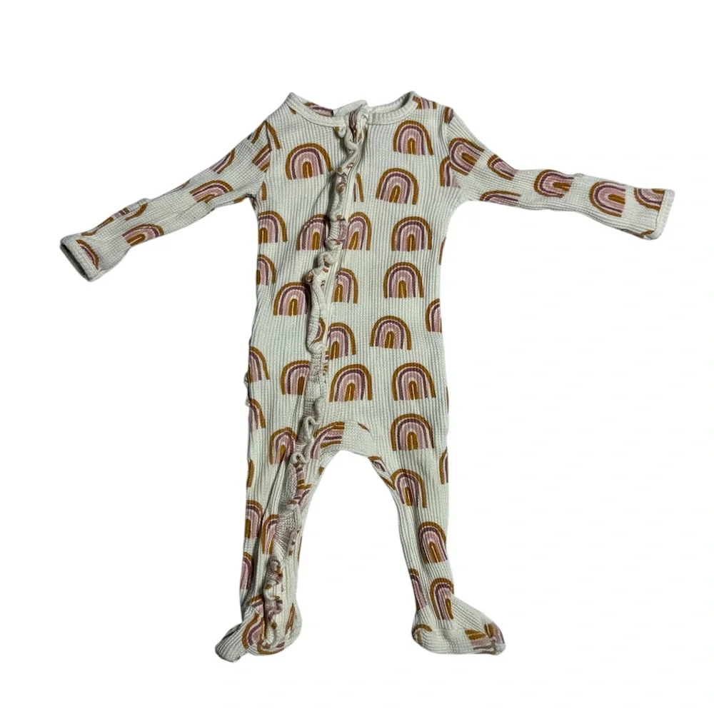 Spearmint Love Baby Girl Ruffled  Rainbow Footie Pajamas Size 3-6 Months